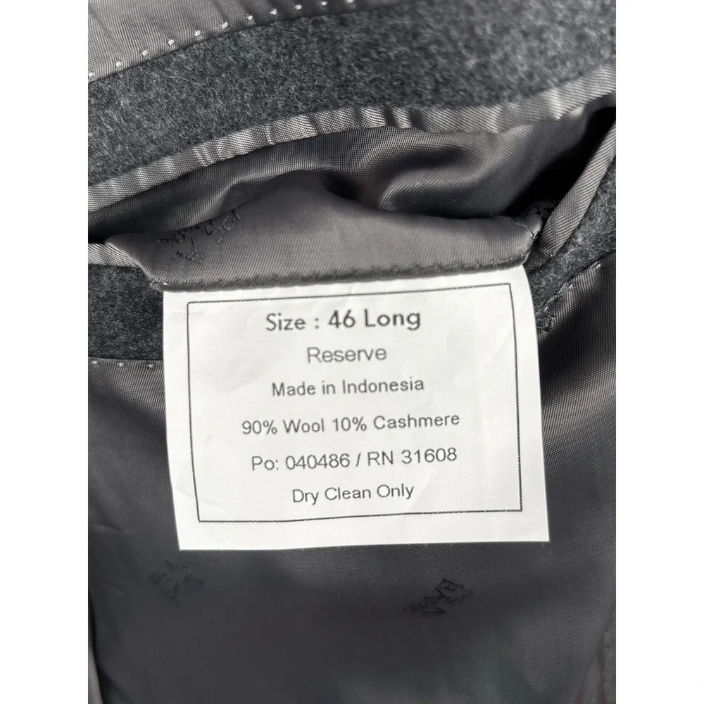 Jos A Bank Reserve Tailored Fit Blazer 46L Gray Wool Cashmere Luxury‎ Sport Coat